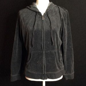 NY and Co velour grey zip up hoodie. Large, used